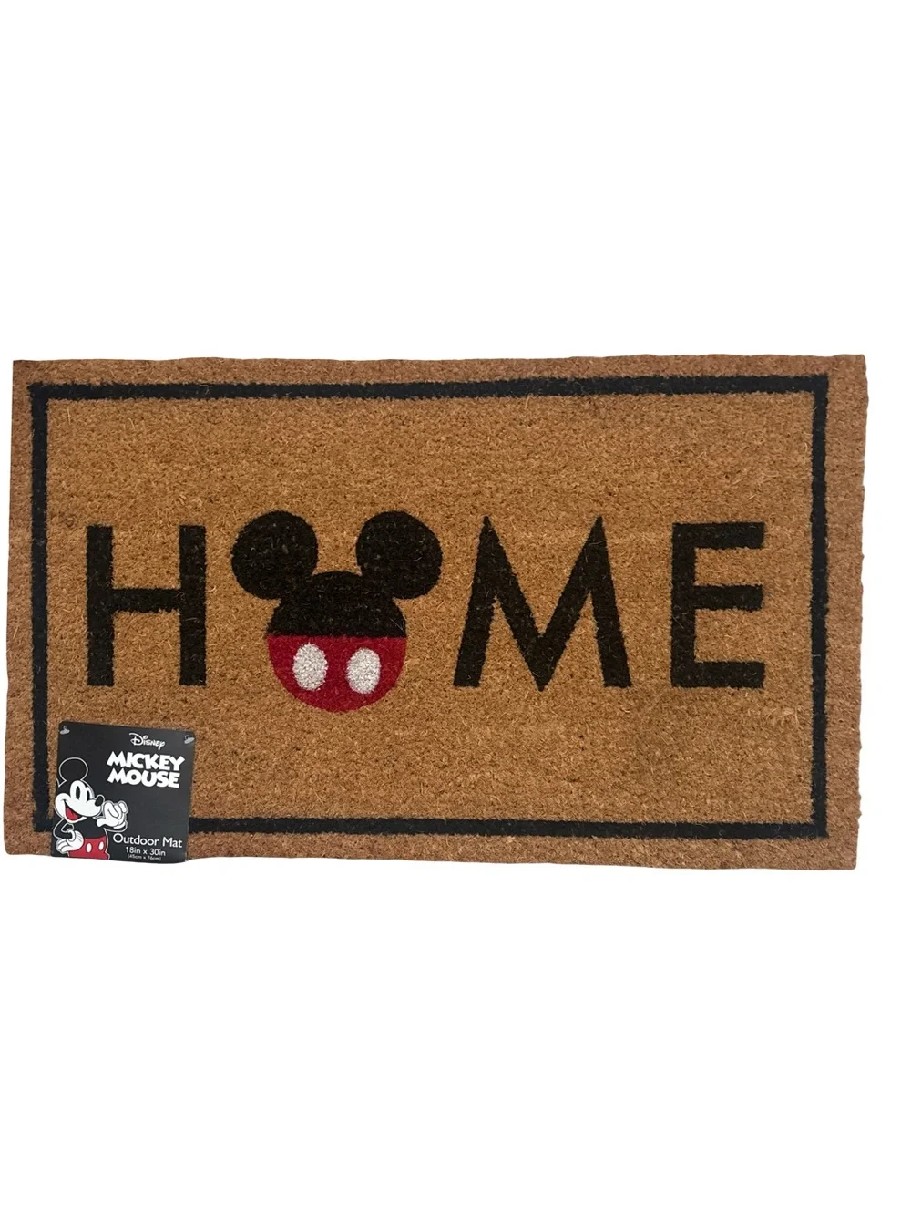 Disney Mickey Mouse Welcome Home Doormat Brown Black Red White 18x30 Outdoor Mat